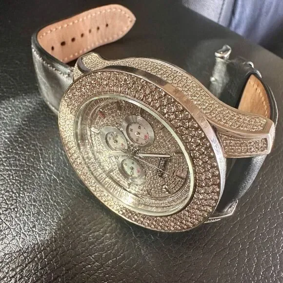 Don&Co Bold & Brilliant - Men’s Oversized Diamond Watch with Leather Strap